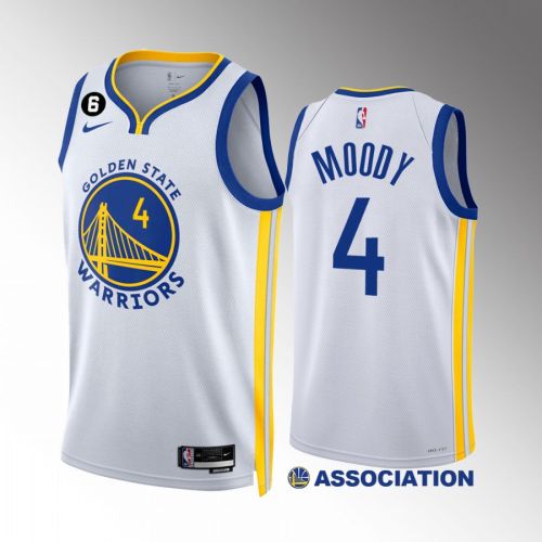 Moses Moody 4 2022-23 Golden State Warriors White Association Edition Jersey NO.6 Patch