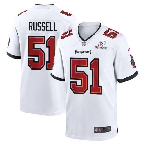 J.J. Russell 51 Tampa Bay Buccaneers 2023 Playoffs Patch Game Men Jersey - White