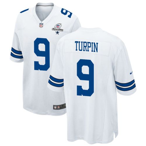 KaVontae Turpin 9 Dallas Cowboys 2023 Playoffs Patch Game Men Jersey - White