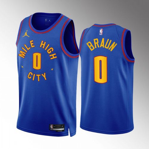 Denver Nuggets Christian Braun 0 2022-23 Statement Edition Blue Jersey Mile High City