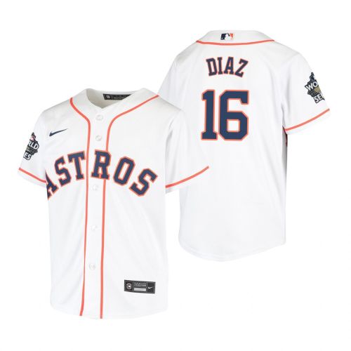 Youth Houston Astros Aledmys Diaz 16 White 2022-23 World Series Jersey