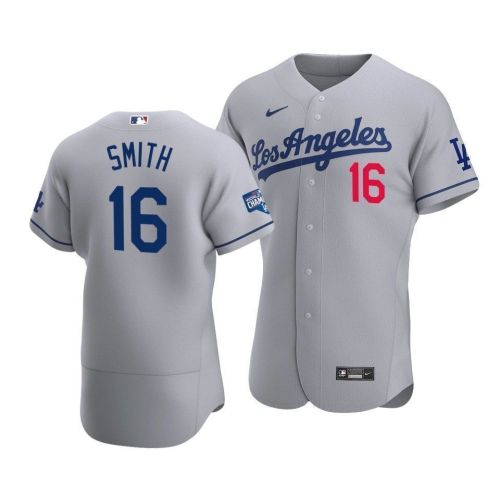 Men's Los Angeles Dodgers Will Smith 16 2020 World Series Champions Road Jersey Gray