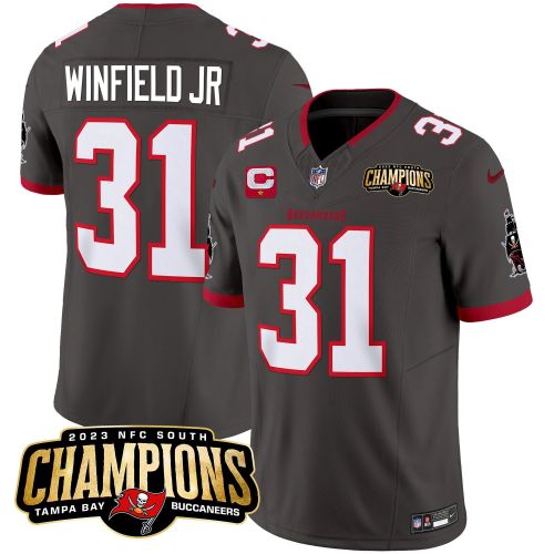 Antoine Winfield Jr. 31 Tampa Bay Buccaneers 2023 NFC South Champions Patch Game Men Jersey - Pewter