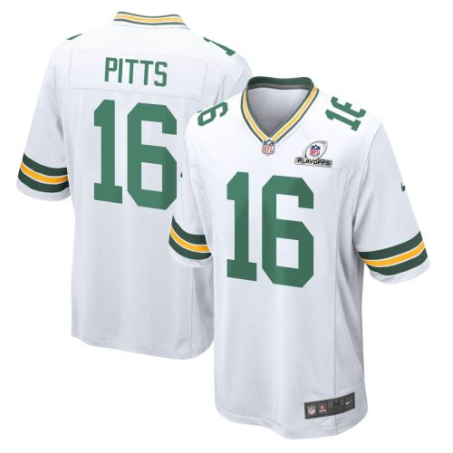 Thyrick Pitts 16 Green Bay Packers 2023 Playoffs Patch Game Men Jersey - White