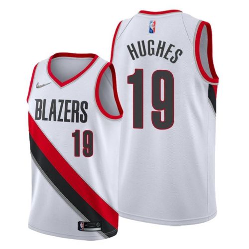 Elijah Hughes 19 Portland Trail Blazers 2022 Association Edition White Jersey Diamond Badge - Men Jersey