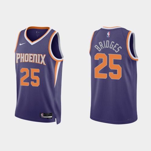 Phoenix Suns 25 Mikal Bridges 2022-23 Icon Edition Purple Men Jersey