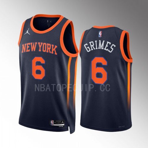 New York Knicks Quentin Grimes 6 2022-23 Statement Edition Navy Men Jersey Swingman