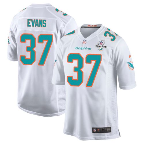 Darrynton Evans 37 Miami Dolphins 2023 Playoffs Patch Game Men Jersey - White