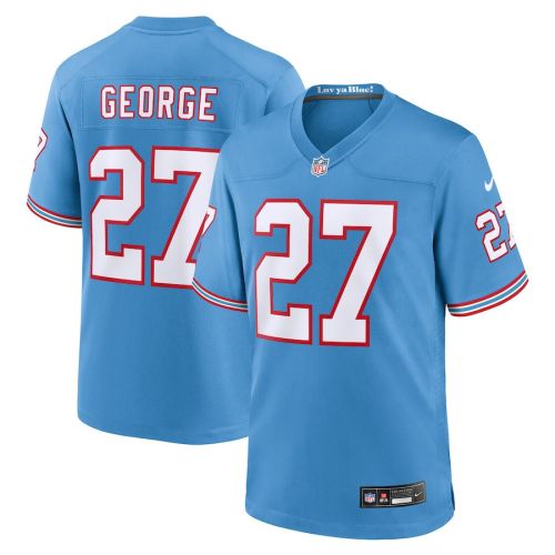 Eddie George 27 Tennessee Titans Oilers Throwback Retired Men Game Jersey - Light Blue