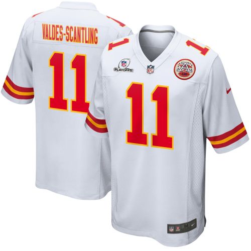 Marquez Valdes-Scantling 11 Kansas City Chiefs 2023 Playoffs Patch Game Men Jersey - White