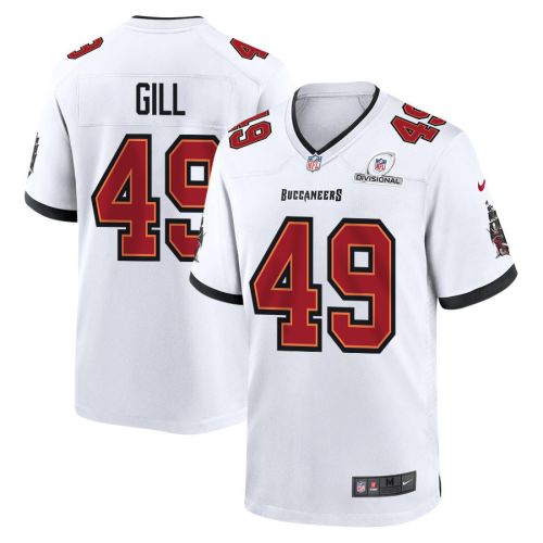 Cam Gill 49 Tampa Bay Buccaneers 2024 Divisional Patch Game Men Jersey - White