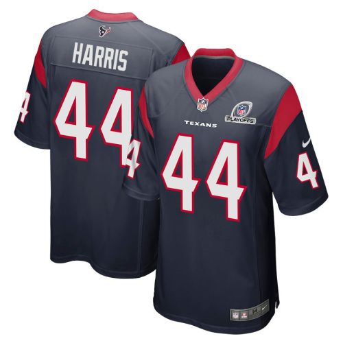 Marcell Harris 44 Houston Texans 2023 Playoffs Patch Game Men Jersey - Navy