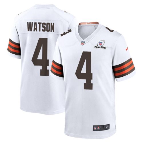 Deshaun Watson 4 Cleveland Browns 2023 Playoffs Patch Game Men Jersey - White