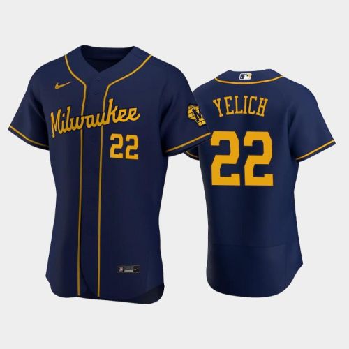 Milwaukee Brewers 22 Christian Yelich Alternate Team Navy Jersey Jersey