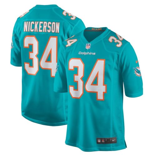 Parry Nickerson 34 Miami Dolphins Men Team Game Jersey - Aqua