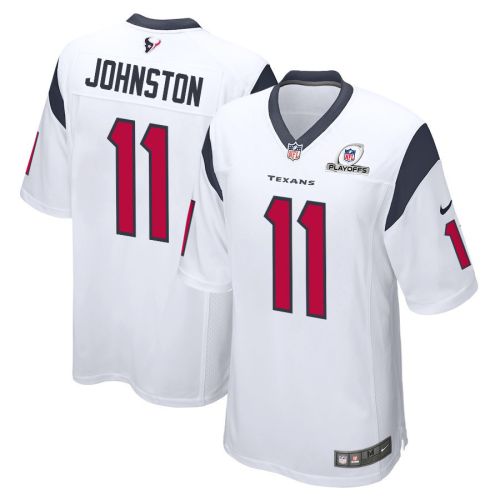 Cameron Johnston 11 Houston Texans 2023 Playoffs Patch Game Men Jersey - White