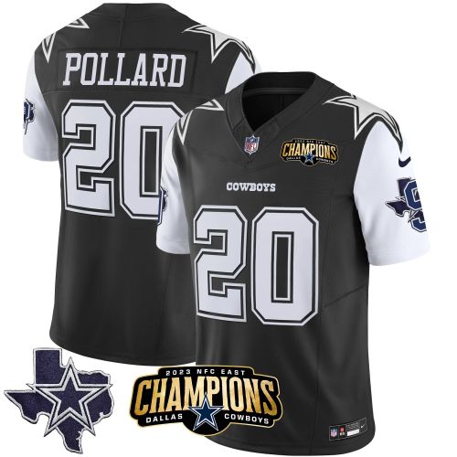 Tony Pollard 20 Dallas Cowboys 2023 NFC East Champions Patch Game Men Jersey - Black