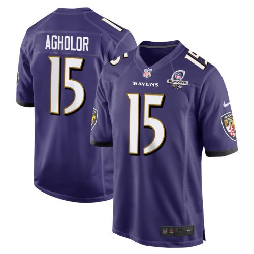 Nelson Agholor 15 Baltimore Ravens 2023 Playoffs Patch Game Men Jersey - Purple