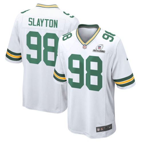 Chris Slayton 98 Green Bay Packers 2024 Divisional Patch Game Men Jersey - White