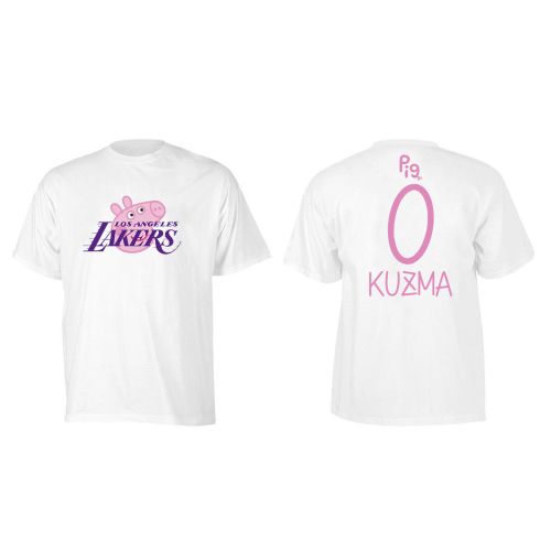 Kyle Kuzma 0 Los Angeles Lakers Pig Print T-Shirt - White