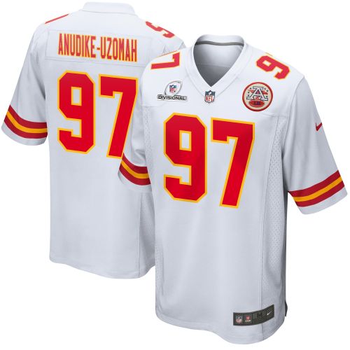 Felix Anudike-Uzomah 97 Kansas City Chiefs 2024 Divisional Patch Game Men Jersey - White