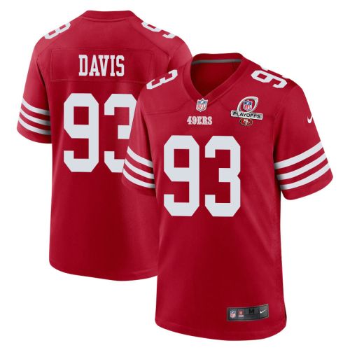 Kalia Davis 93 San Francisco 49ers 2023 Playoffs Patch Game Men Jersey - Scarlet