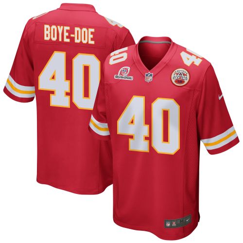 Ekow Boye-Doe 40 Kansas City Chiefs 2024 Divisional Patch Game Men Jersey - Red