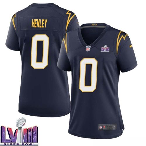 Daiyan Henley 0 Los Angeles Chargers Super Bowl LVIII Women Alternate Game Jersey - Navy