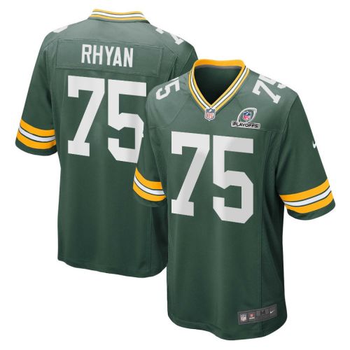 Sean Rhyan 75 Green Bay Packers 2023 Playoffs Patch Game Men Jersey - Green