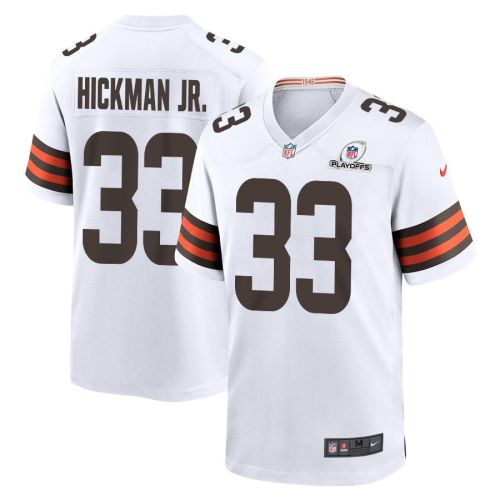 Ronnie Hickman Jr. 33 Cleveland Browns 2023 Playoffs Patch Game Men Jersey - White