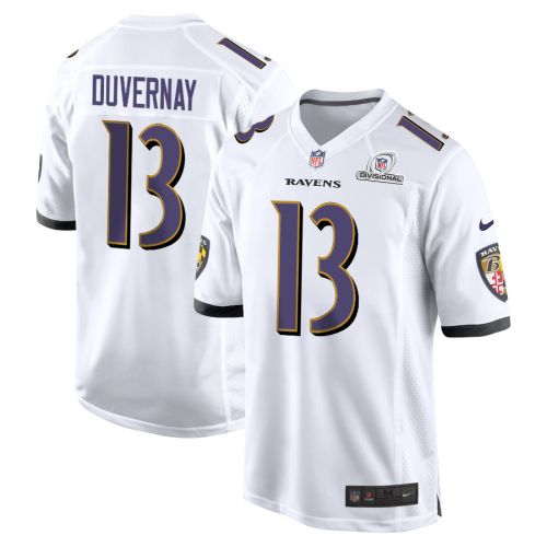 Devin Duvernay 13 Baltimore Ravens 2024 Divisional Patch Game Men Jersey - White