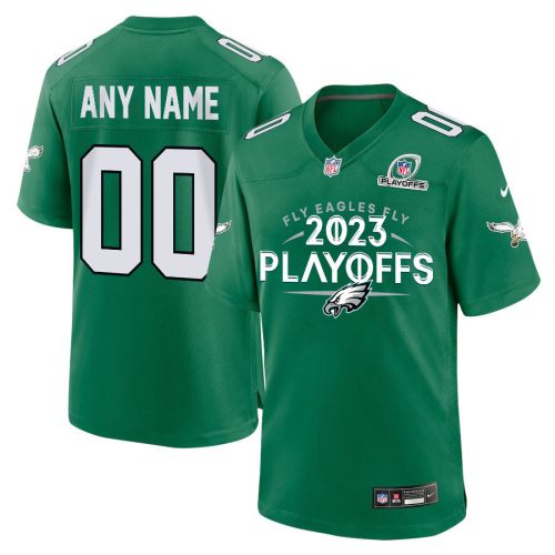 Philadelphia Eagles Fly Eagles Fly 2023 Playoffs Alternate Game Men Custom Jersey - Kelly Green