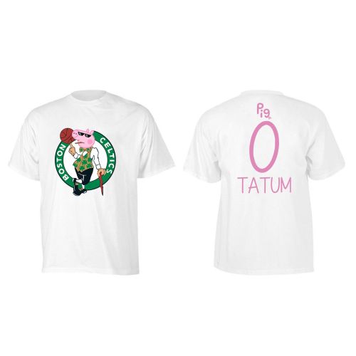 Jayson Tatum 0 Boston Celtics Pig Print T-Shirt - White