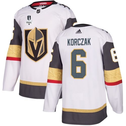 Kaedan Korczak 6 Vegas Golden Knights Stanley Cup 2023 Final Patch Away Breakaway Men Jersey - White