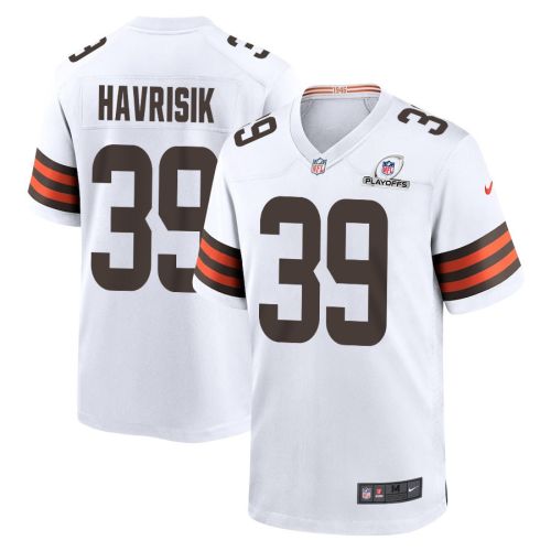 Lucas Havrisik 39 Cleveland Browns 2023 Playoffs Patch Game Men Jersey - White