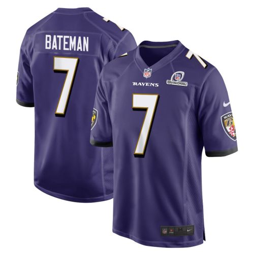 Rashod Bateman 7 Baltimore Ravens 2024 Divisional Patch Game Men Jersey - Purple