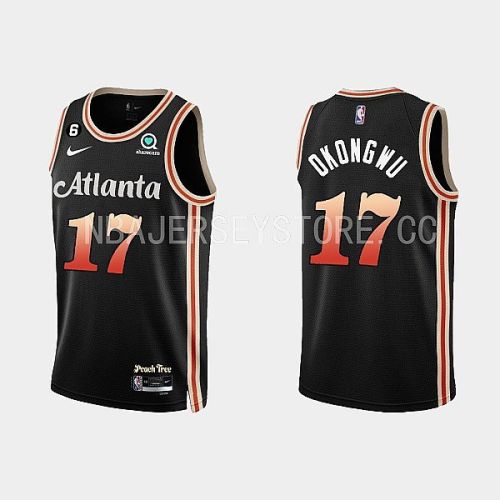 Atlanta Hawks 17 Onyeka Okongwu 2022-23 City Edition Black Men Jersey