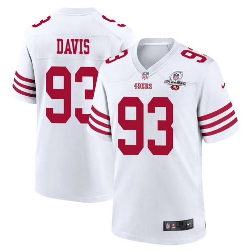 Kalia Davis 93 San Francisco 49ers 2023 Playoffs Patch Game Men Jersey - White