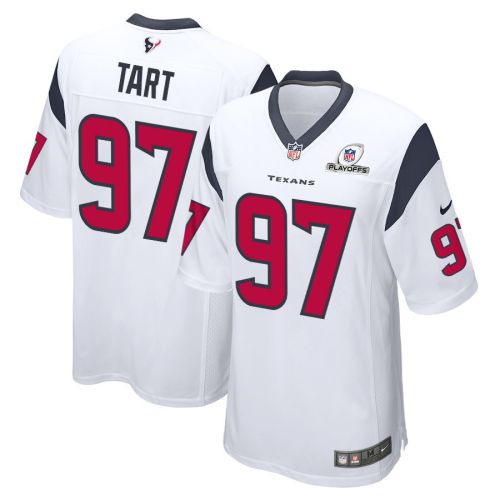 Teair Tart 97 Houston Texans 2023 Playoffs Patch Game Men Jersey - White