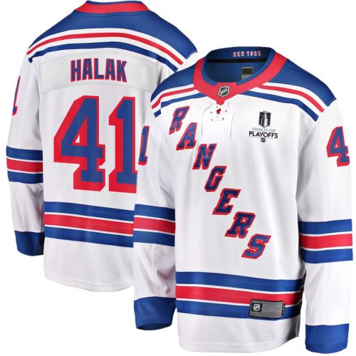 Jaroslav Halak 41 New York Rangers Stanley Cup 2023 Playoffs Patch Away Breakaway Men Jersey - White