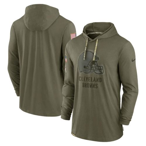 Men Cleveland Browns 2022 Salute to Service Tonal Pullover Hoodie - Olive