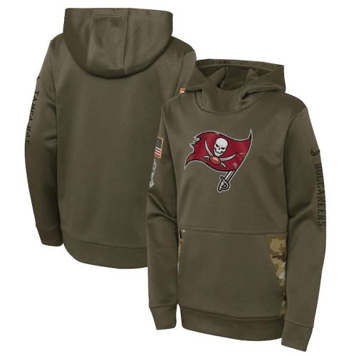 Tampa Bay Buccaneers Youth 2022 Salute To Service Performance Pullover Hoodie - Olive