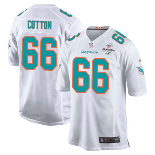 Lester Cotton 66 Miami Dolphins 2023 Playoffs Patch Game Men Jersey - White