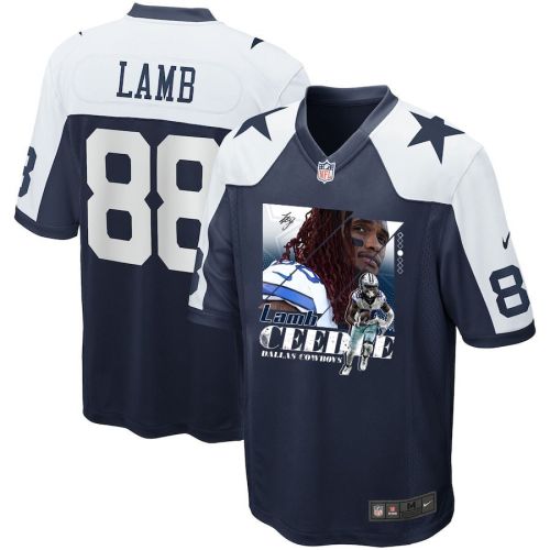 CeeDee Lamb 88 Dallas Cowboys Signed Glass Alternate Game Men Jersey - Navy