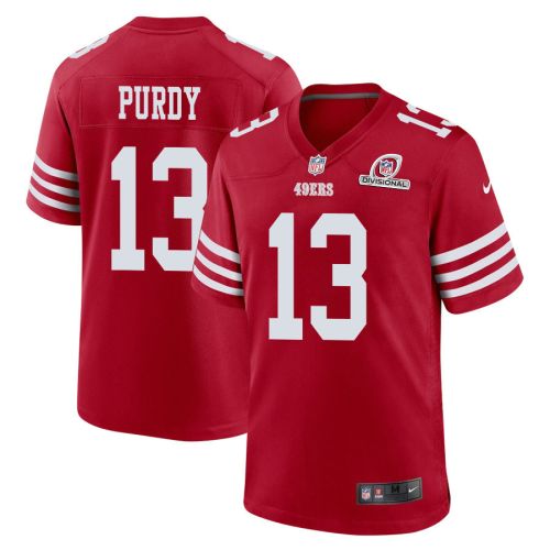 Brock Purdy 13 San Francisco 49ers 2024 Divisional Patch Game Men Jersey - Scarlet