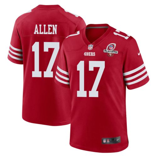 Brandon Allen 17 San Francisco 49ers 2023 Playoffs Patch Game Men Jersey - Scarlet