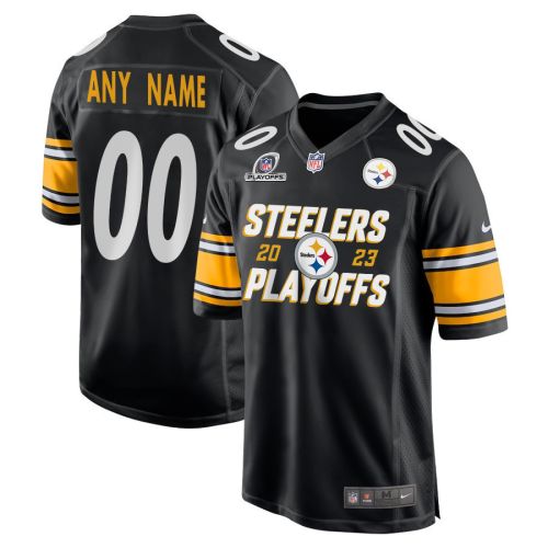 Pittsburgh Steelers 2023 Playoffs Iconic Game Men Custom Jersey - Black