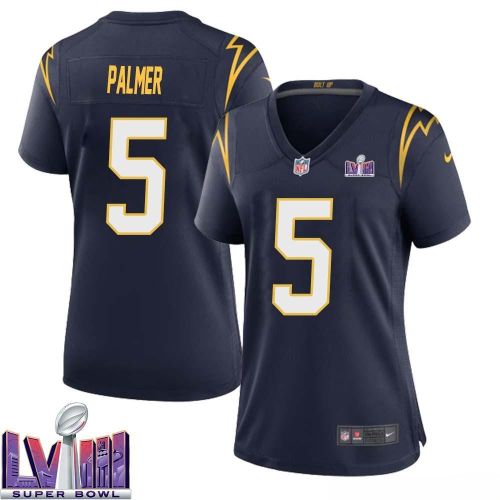 Joshua Palmer 5 Los Angeles Chargers Super Bowl LVIII Women Alternate Game Jersey - Navy