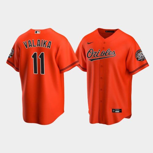 Men's Baltimore Orioles Pat Valaika 11 Alternate Team Orange Jersey Jersey