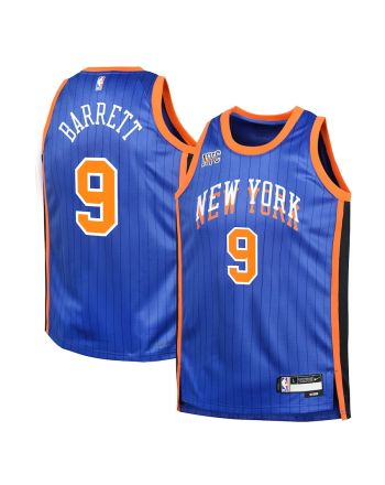 RJ Barrett 9 New York Knicks 2023/24 City Edition Swingman YOUTH Jersey - Blue